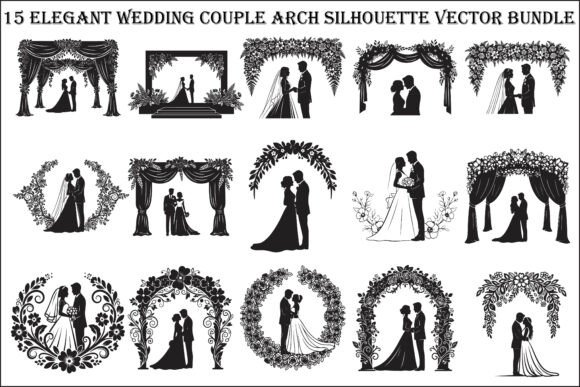 15 Elegant Wedding Couple Arch Silhouettes for Timeless Design