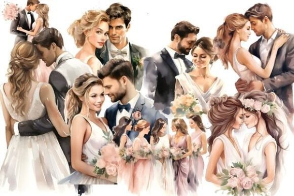 Beautiful Bride and Groom Wedding Clipart for Your Projects