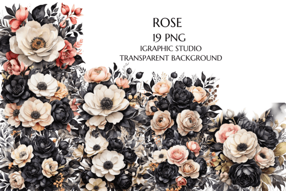 Black Flowers Clipart: Elevate Your Wedding & Event Designs