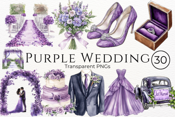 Bring a Touch of Whimsy to Your Projects with Purple Wedding Watercolor Cliparts