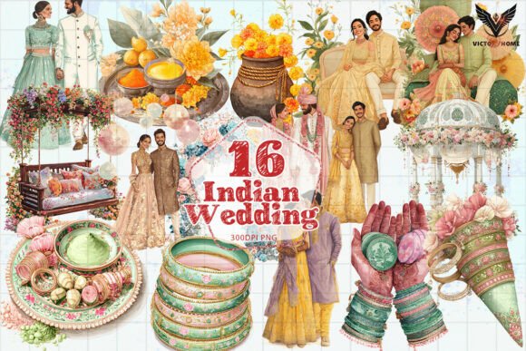 Bring Vibrant Traditions to Life with Indian Wedding Clipart PNG