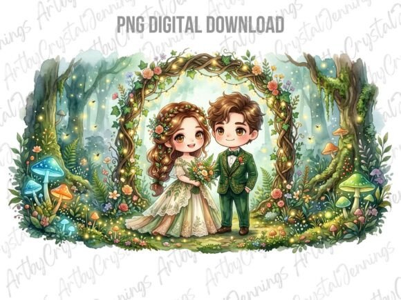 Bringing Fairy-Tale Romance to Life with Cottagecore Fantasy Wedding Couple PNG