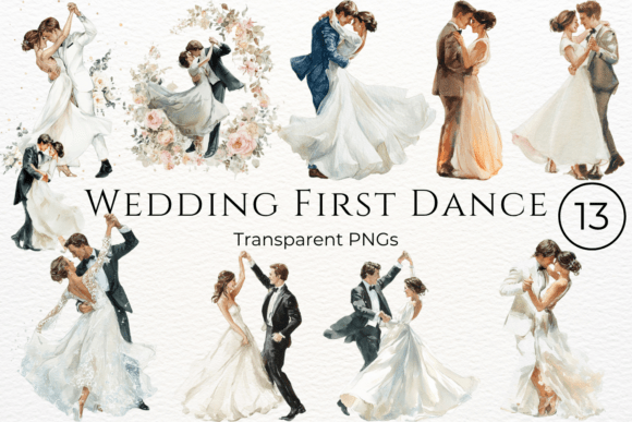 Capture the Magic: Wedding First Dance Watercolor Clipart
