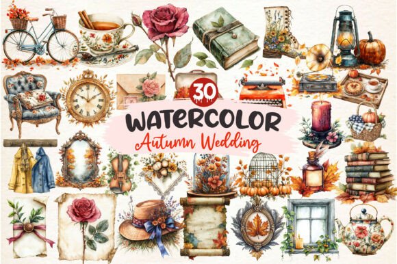 Capturing the Season: Autumn Wedding Sublimation Clipart