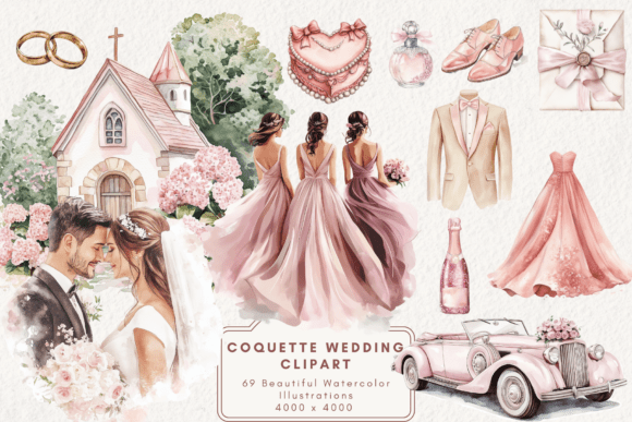 Coquette Wedding Clipart: Elevate Your Romantic Projects