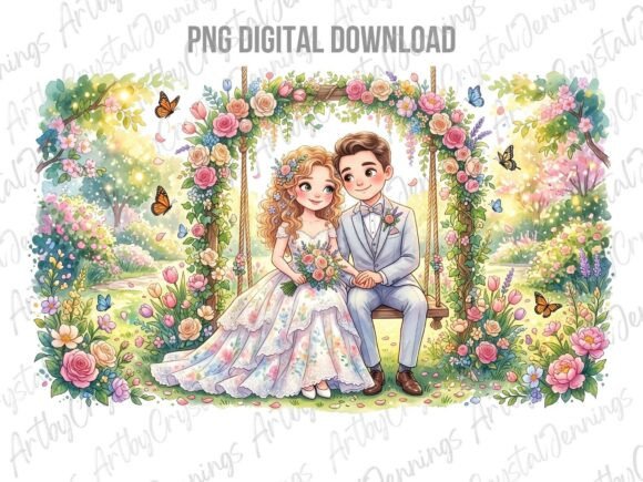 Cute Wedding Couple Swing Clipart PNG: Your New Design Secret Weapon