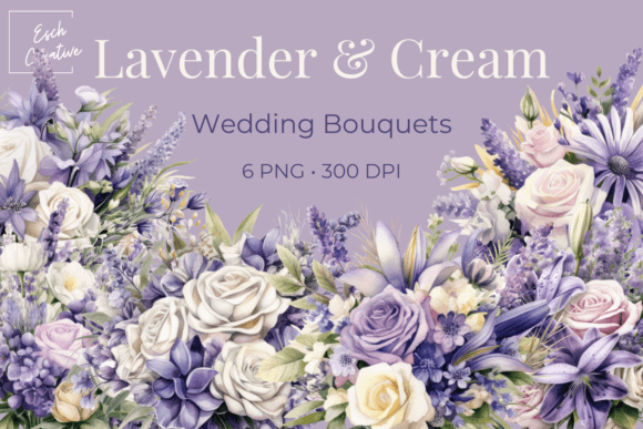 Designing with Lavender & Cream Wedding Bouquet Clipart