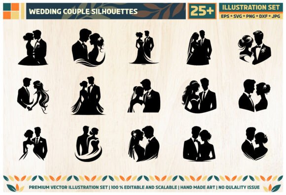 Elevate Your Wedding Crafts with a Wedding Couple Silhouette SVG Bundle