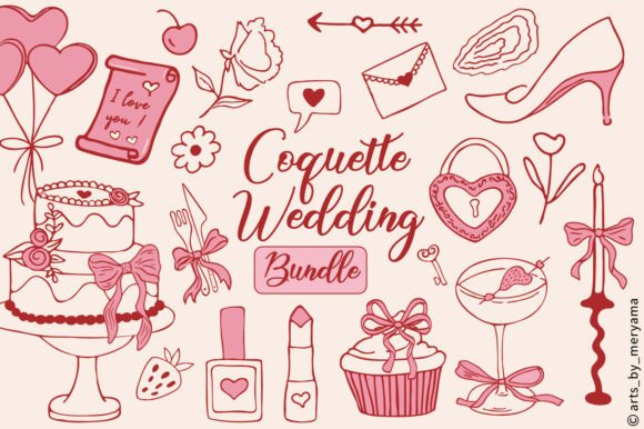 Embracing Soft Romance: The Coquette Wedding Art Bundle