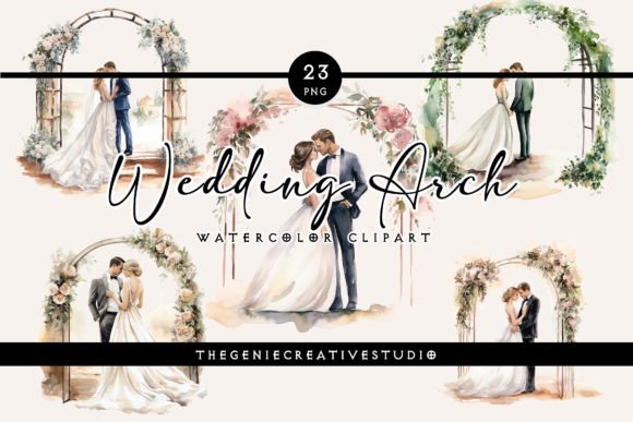Enchanting Watercolor Wedding Arch PNG Clipart for Your Designs