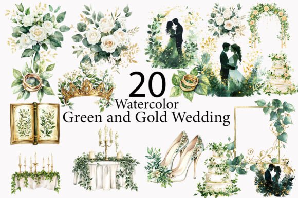 Green and Gold Wedding Sublimation: A Designer's Toolkit