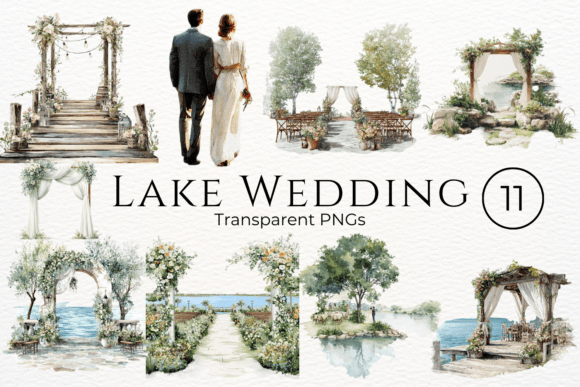 Lake Wedding Watercolor Clipart: Elevate Your Creative Projects