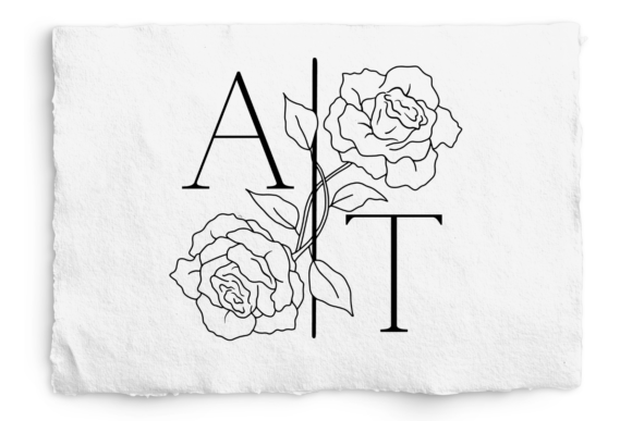 Rose Monogram Frame: Elegant Wedding Design Assets