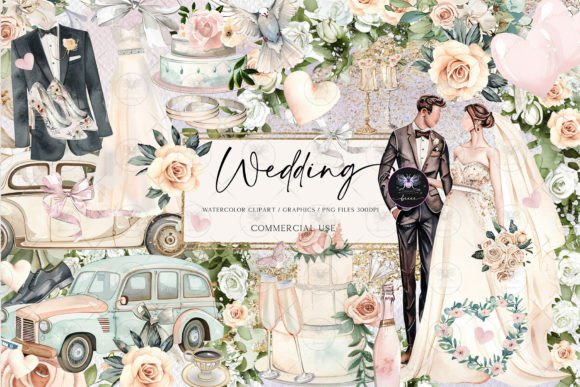 Transform Your Projects with Vibrant Wedding Watercolor Clipart