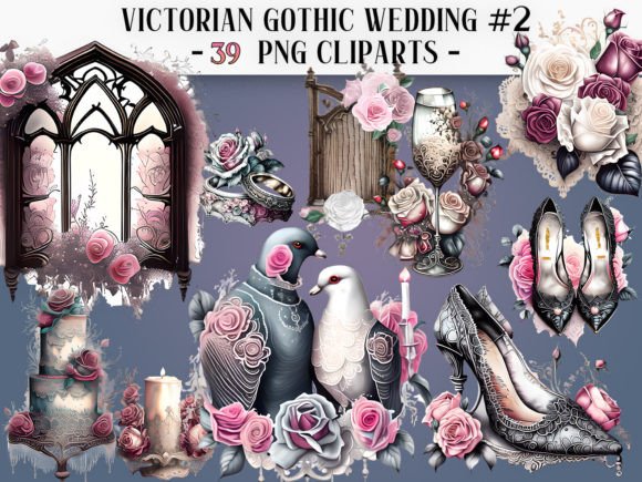 Victorian Gothic Wedding #2 Cliparts: A Designer's Toolkit