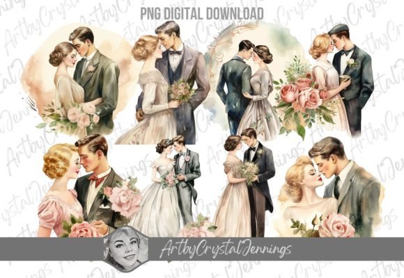 Vintage Wedding Couple PNG: Crafting with Nostalgic Elegance
