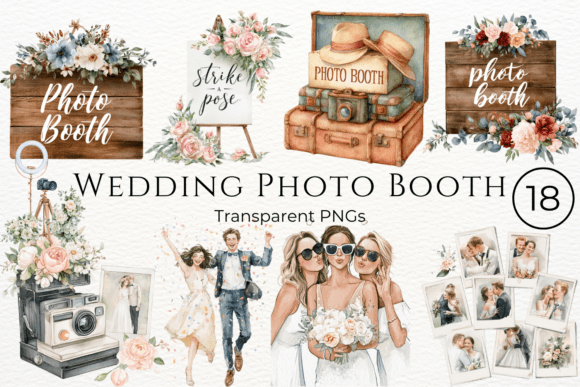 Wedding Photo Booth Watercolor Clipart: A Designer's Asset