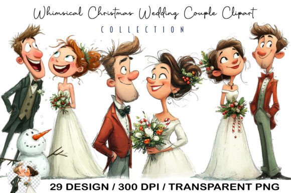 Whimsical Christmas Wedding Couple: Festive Design Magic