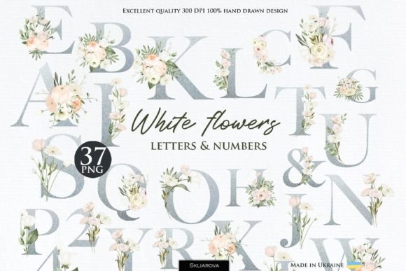 White Flower Wedding Alphabet: A Floral Serif for Elegant Design
