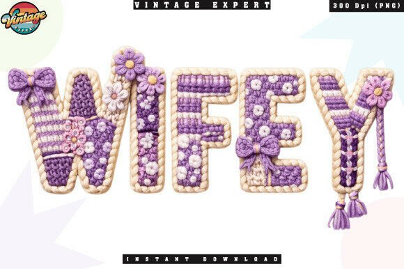 Wifey Wedding Gift Crochet Yarn PNG: Crafting Romance with a Digital Yarn Aesthetic